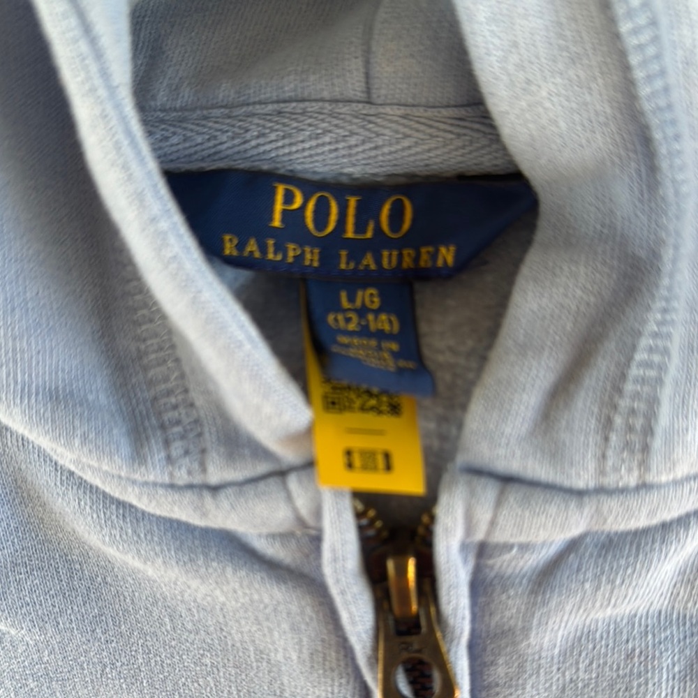 Kids Large POLO (12-14) light Blue comfy sweatshirt Hoodie pink horse - Picture 2 of 8